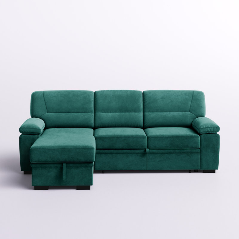 Velvet L-Shaped Sectional Reversible, Green