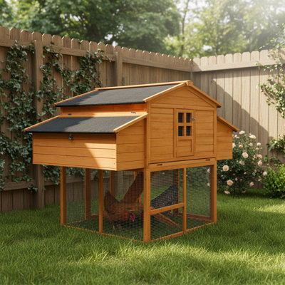 Spacious Wooden Chicken Coop, Modern Design, Perfect For Outdoor Use