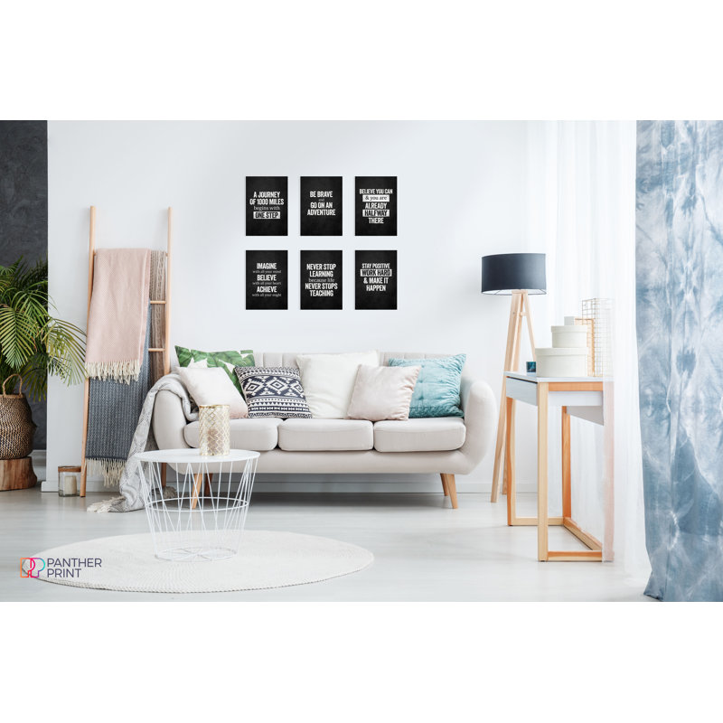 Journey Of 1000 Miles, Be Brave, Believe You Can, Image Believe Achieve, Never Stop Learning, And Stay Positive - 6 Piece Wrapped Canvas Print Set