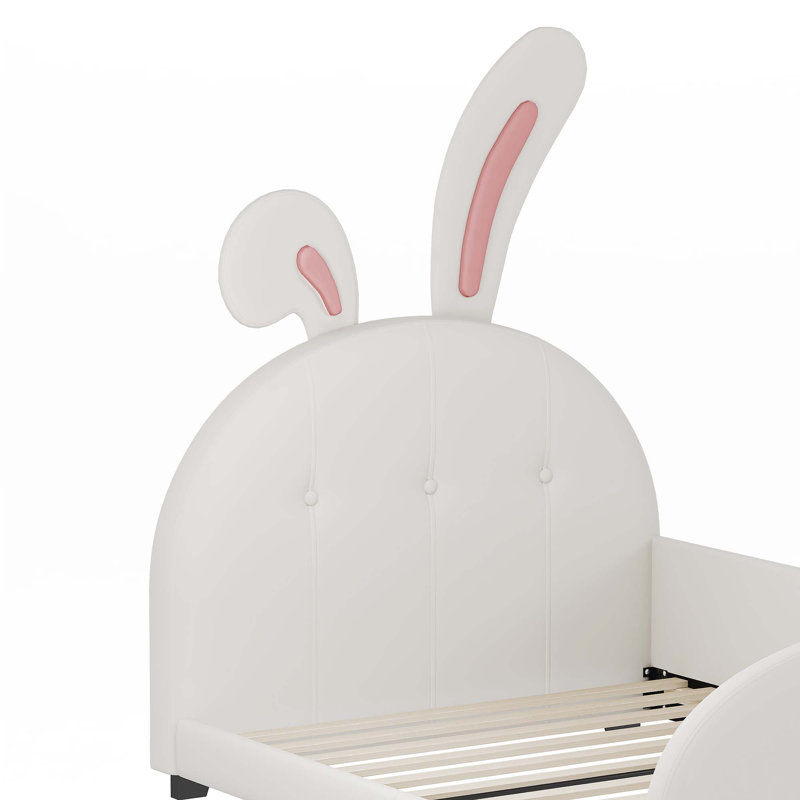 Lit plateforme tapissier princesse en forme de lapin, White