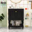 Meuble-lavabo rétro avec lavabo en céramique, tablette ouverte et armoire de rangement fermée-2054642483
