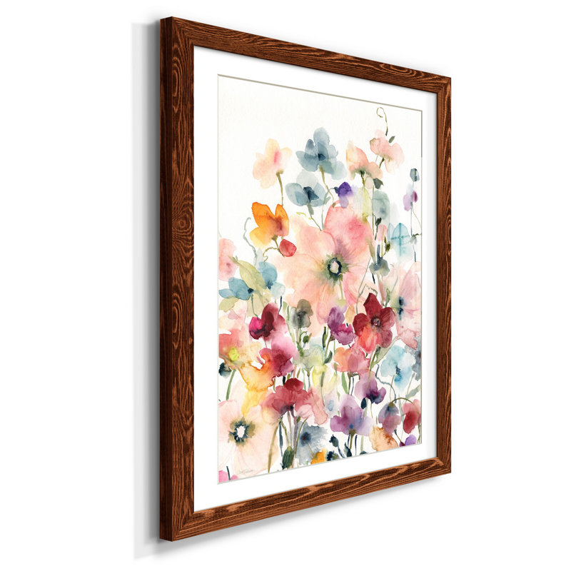 Coquelicots et petits pois - Reproduction d'art sur papier encadrée, H 31,5 po x l 23,5 po x P 1,5 po, Érable