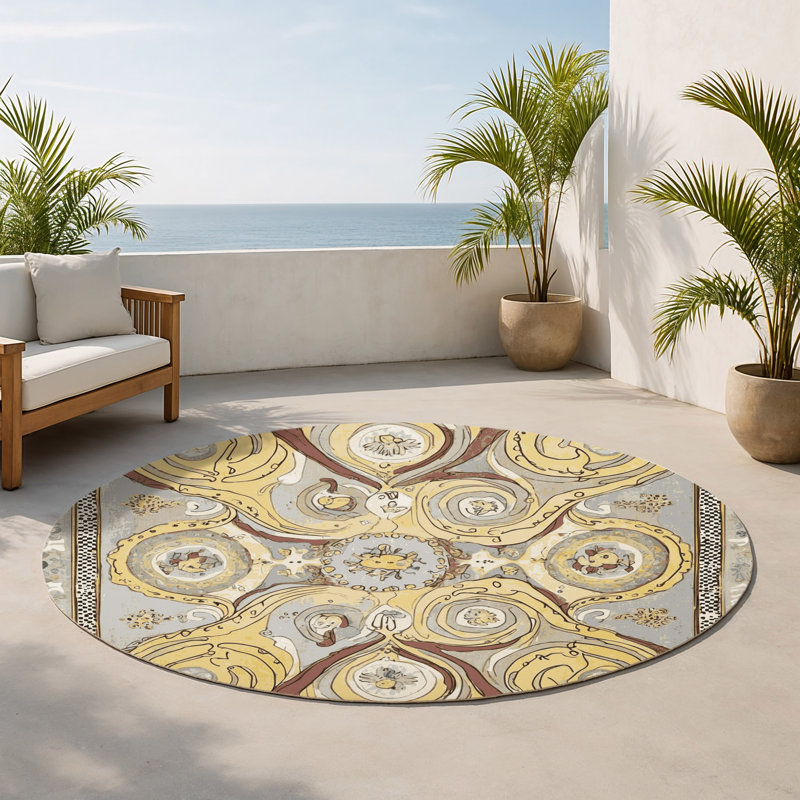 Sleek Line Indoor And Outdoor Area Rug, Round 5'