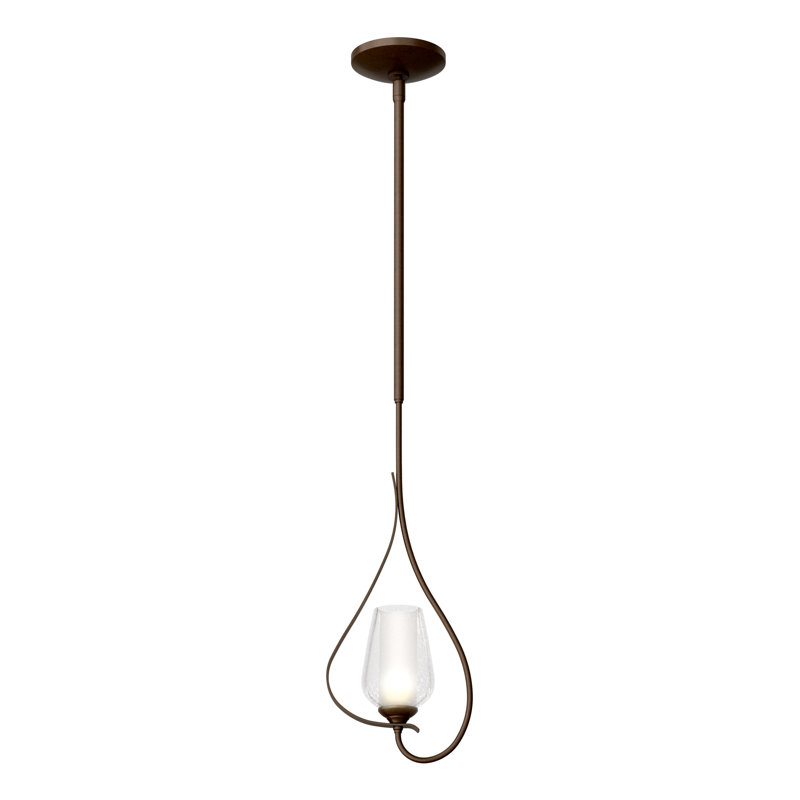 Flora 1 - Light Single Geometric Pendant, Opal and Seeded, Bronze