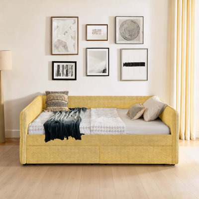 Queen Size Daybed with Two Drawers Upholstered Tufted Sofa Bed, Boucle Fabric
