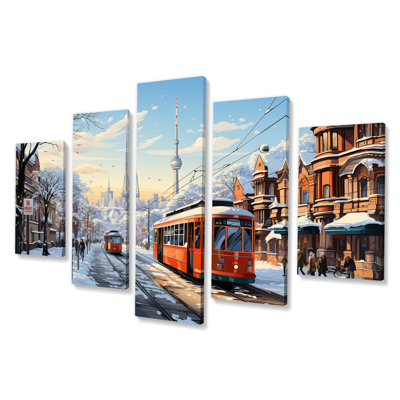  «Toronto City In Winter I - Ensemble d'art mural multipanaux de Toronto