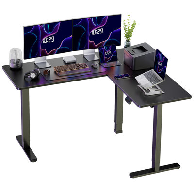 Kokontis 63"" L Shaped Electric Standing Desk Height Adjustable Sit Stand up Corner Desk with Dual Motor -  Inbox Zero, 9BF7DD3137284BA890F90ABD982B471B