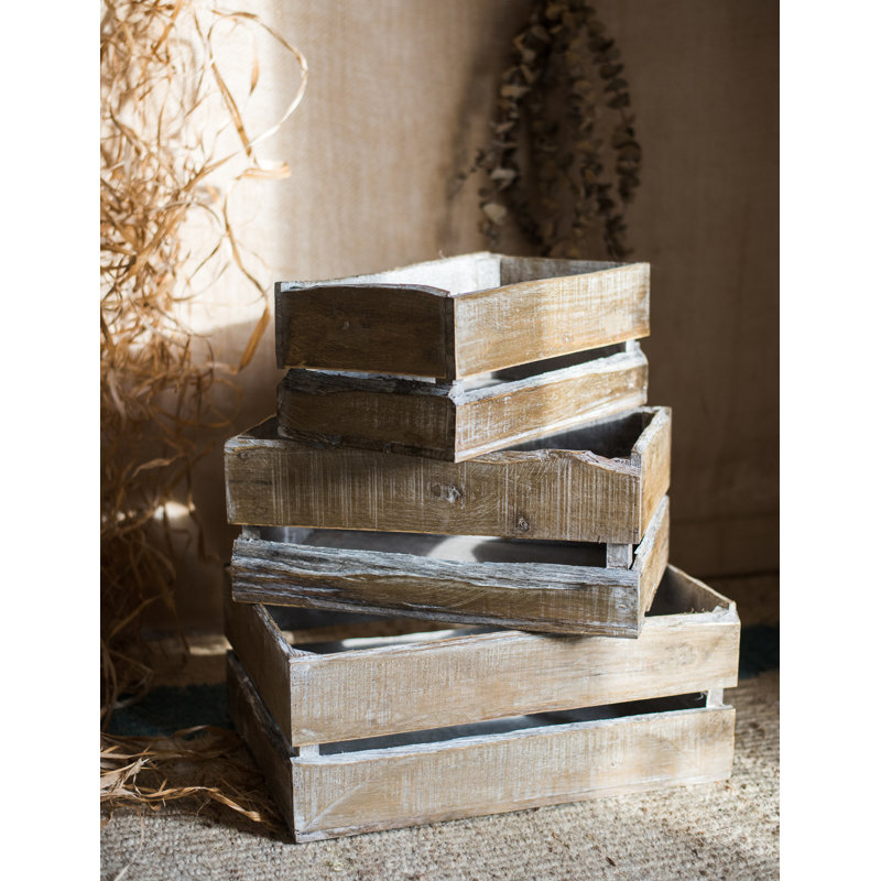 Caisse rectangulaire en bois massif, H 6,3 po x l 15,7 po x P 9,8 po