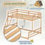 Lit superposé simple en bois massif avec échelle et garde-corps doubles, bois naturel-266260592