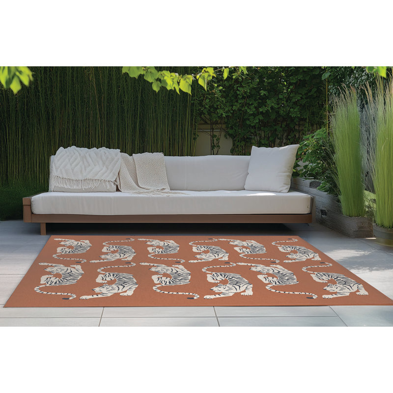Hey Tiger Outdoor Rug, Rectangle 5' x 7'