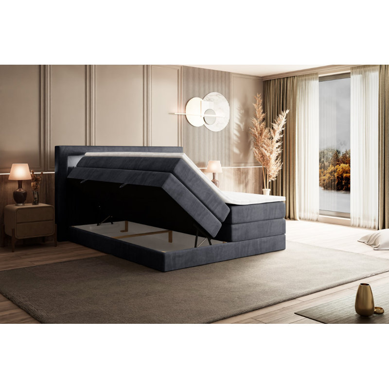 Bed, 160cm W x 200cm L, in Grey
