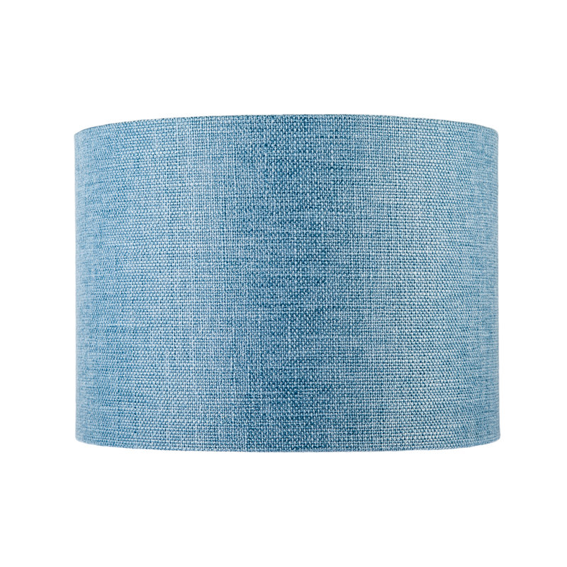 Contemporary And Sleek Blue Plain Linen Fabric Drum Lamp Shade By 