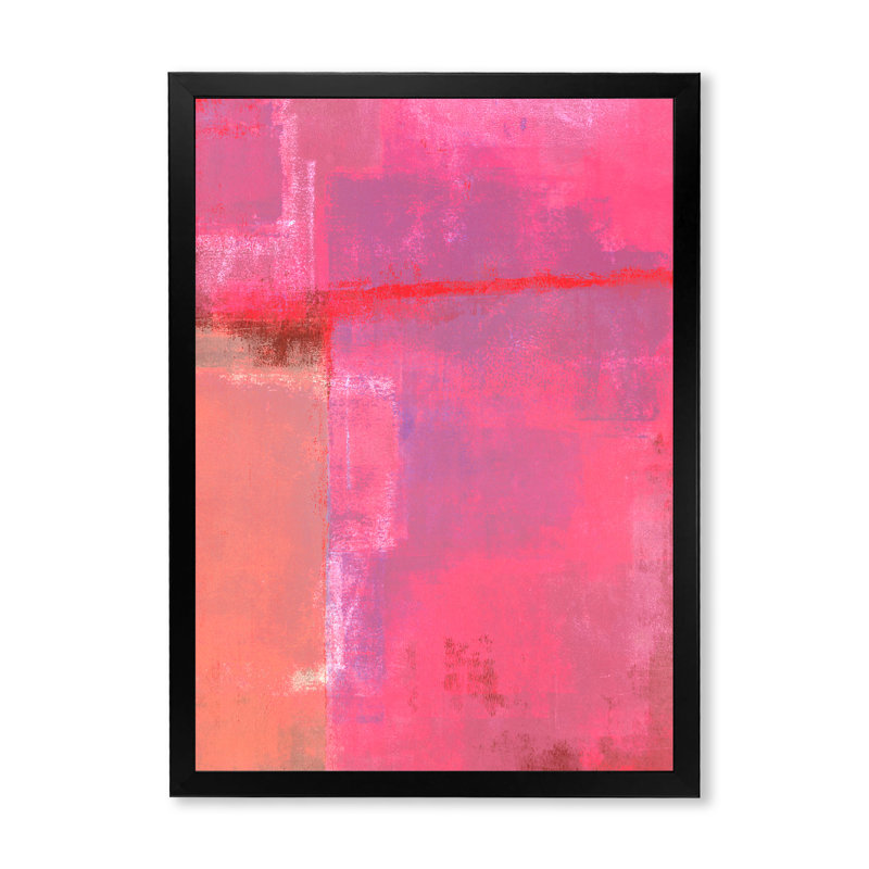 Rose, pinceau, champs de couleurs - Art moderne et contemporain sur toile, Cadre photo noir, H 20 po x l 12 po x P 1 po