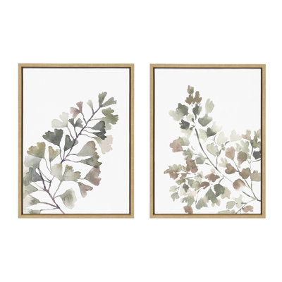 Botanical Soft Splitfern and Botanical Soft Maiden by Sara Berrenson Framed Canvas Wall Art Set