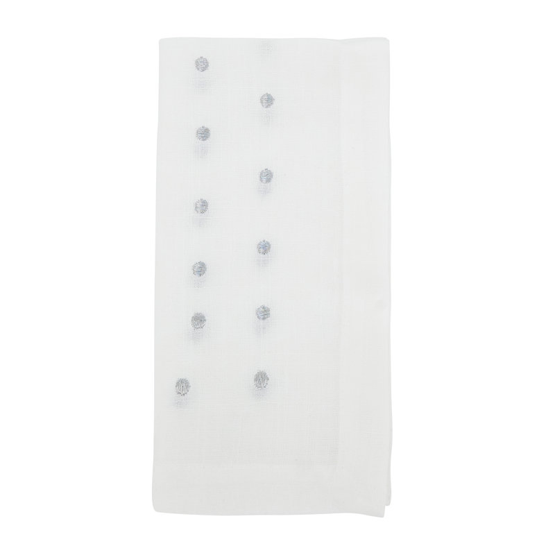 Aadhya Collection Polyester Polka Dots Square Napkin, Silver