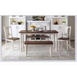 6-Piece Dining Set Wooden Table and 4 Chairs with Bench for Dining Room