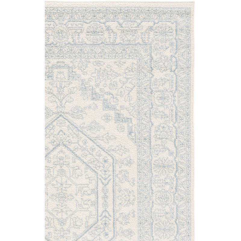 Tapis ivoire / ardoise tissé à la machine Nuss, Rectangle 3 pi x 5 pi