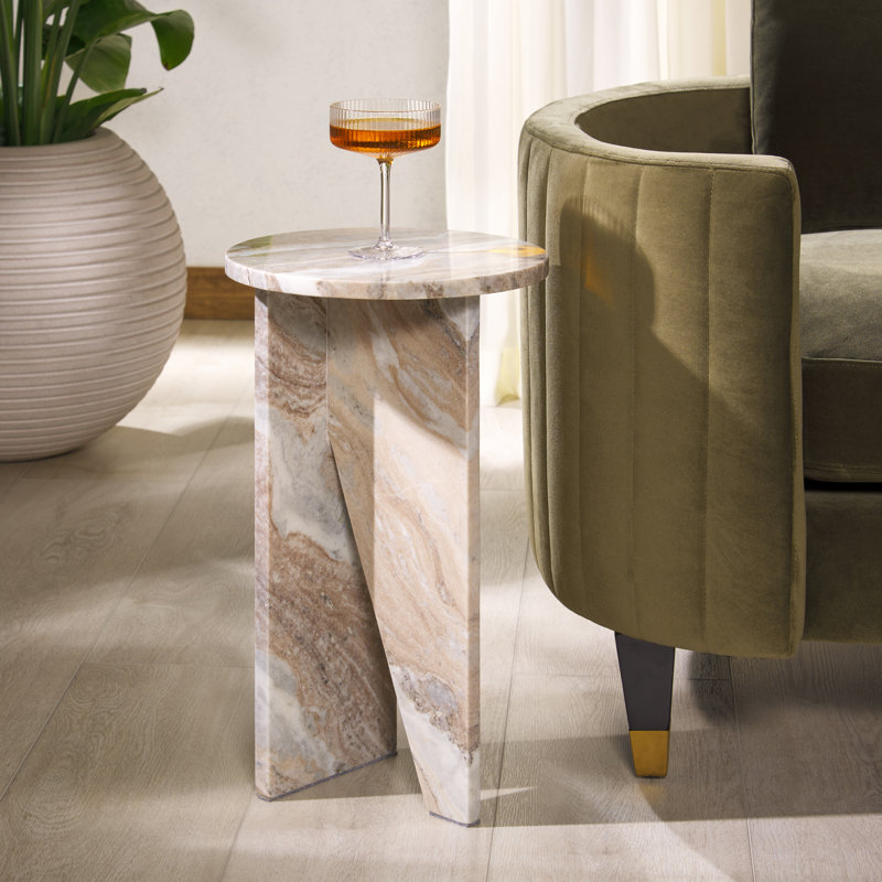 Devlin Marble Drink Table, Beige