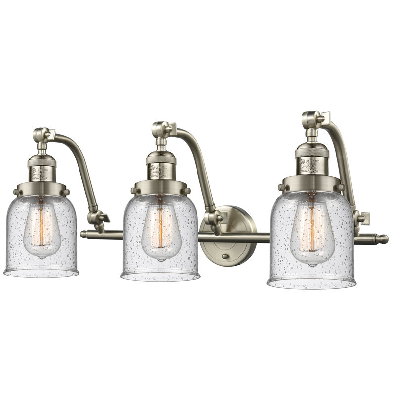 Luminaire de meuble-lavabo 3 lumières 28 po Bell, Plaqué couleur fumée, Nickel satiné brossé, Ampoule à DEL rétro de 6 watts