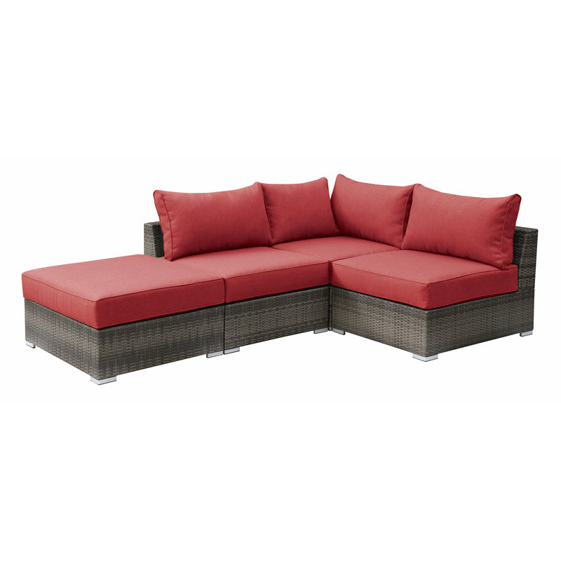 Canapé modulaire 4 pièces Chizara, Rouge