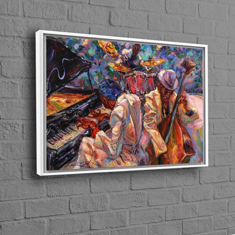Reproduction artistique sur toile de coton, thème africain, H 41 po x l 94 po, Cadre flottant noir