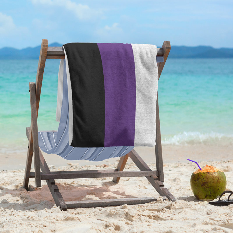 Cotton Blend Lightweight Beach Towel, Black/Purple/White