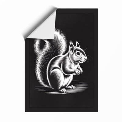 Alert Squirrel Minimalist - Framed Print
