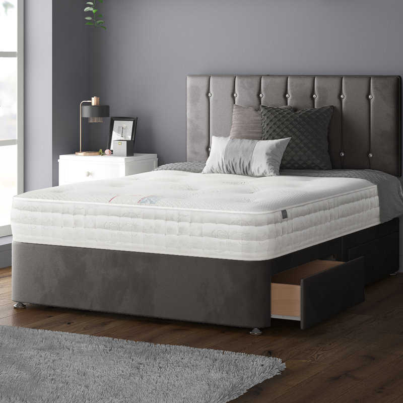 Fairley Divan Bed Base, Kingsize (5'), Charcoal, 4 Drawers