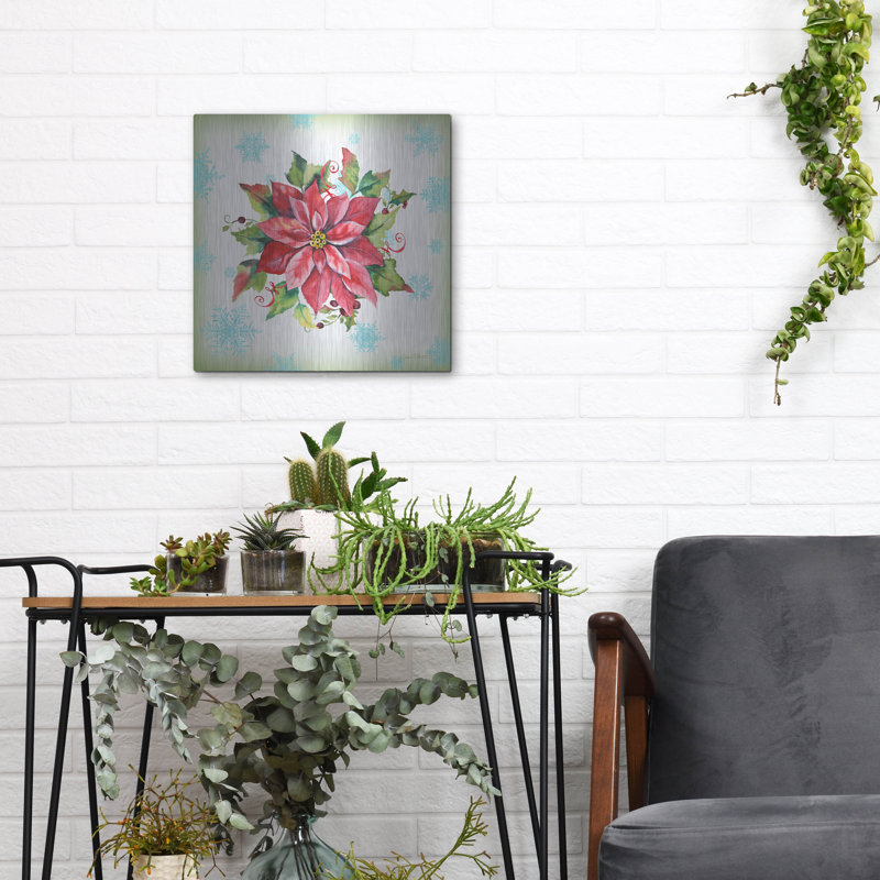  «Holiday Celebration E» par Jean Plout, art mural en métal, 12 po x 12 po, 12 po x 12 po