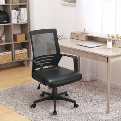 Office Mid Back Swivel Lumbar Support Mesh Chair