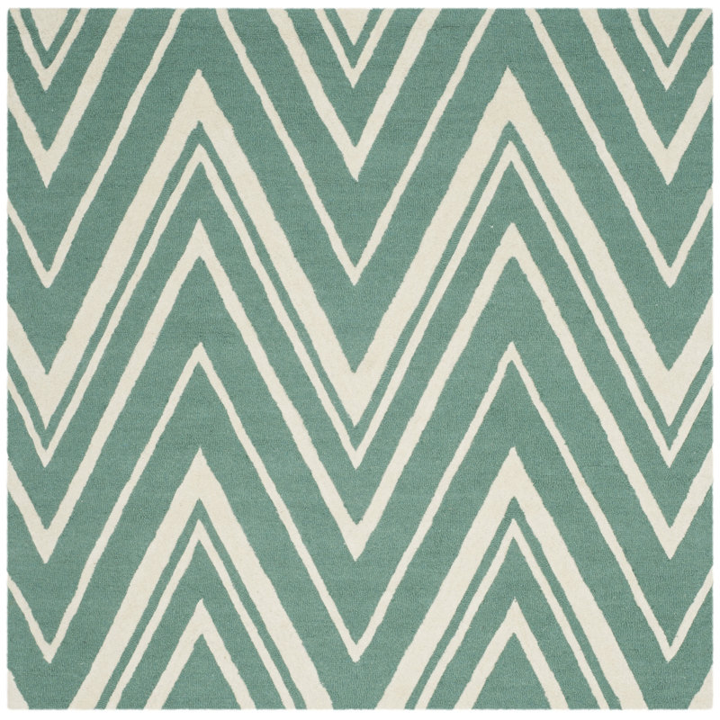Sanyla Hand Tufted Wool Chevron Rug, Square 6'
