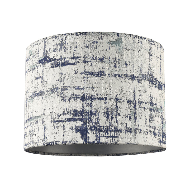 Unique Navy Blue And Camouflage Jacquard Fabric Drum Lamp Shade By Happy Homewares