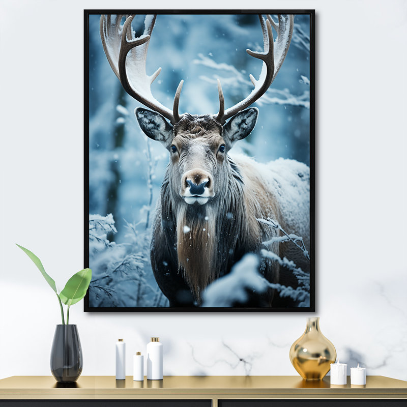 Orignal Hallvale bleu blanc hiver givré, H 20 po x l 12 po x P 1 po, Cadre flottant noir