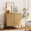 Table de chevet rustique moderne en bois avec portes Union, grande table de bout de 31,5 po, table de chevet de conception Reeded-1675969730