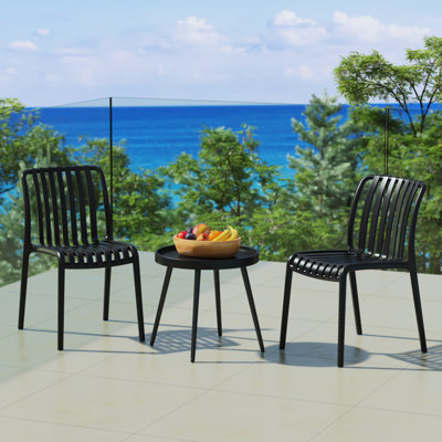 3-Piece Outdoor Patio Chair With Side Table