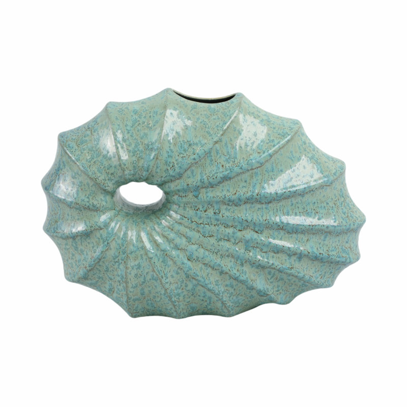 Earthenware Decorative Vase - Ceramic Sculptural Accent, Modern Tabletop Decor For Home, Office, Bedroom, Or Living Room - 11" Green