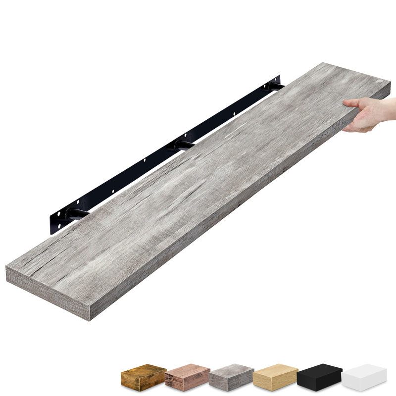 Étagère murale Sorbus de 140 cm (55 pouces) avec fixations invisibles pour le rangement à domicile - 1 pièce, grise, Gris