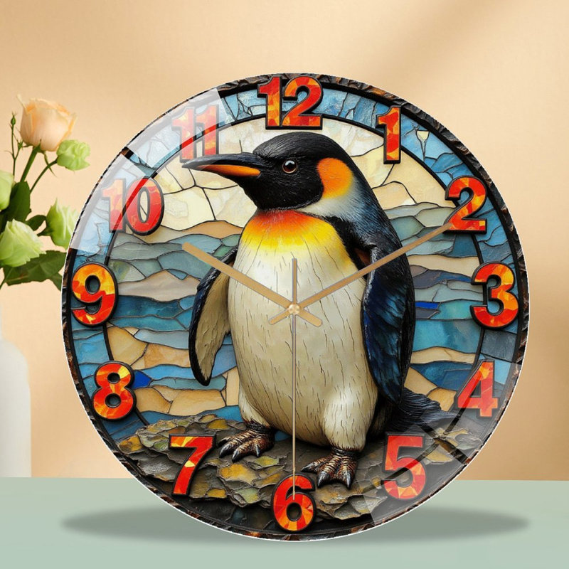 Horloge murale pingouin, horloge murale 12 po