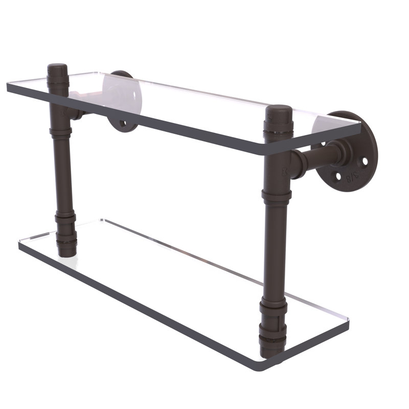 Bayer 2 Piece Industrial Pipe Shelves, Oil Rubbed Bronze, 9.4" H x 16" W x 5.6" D
