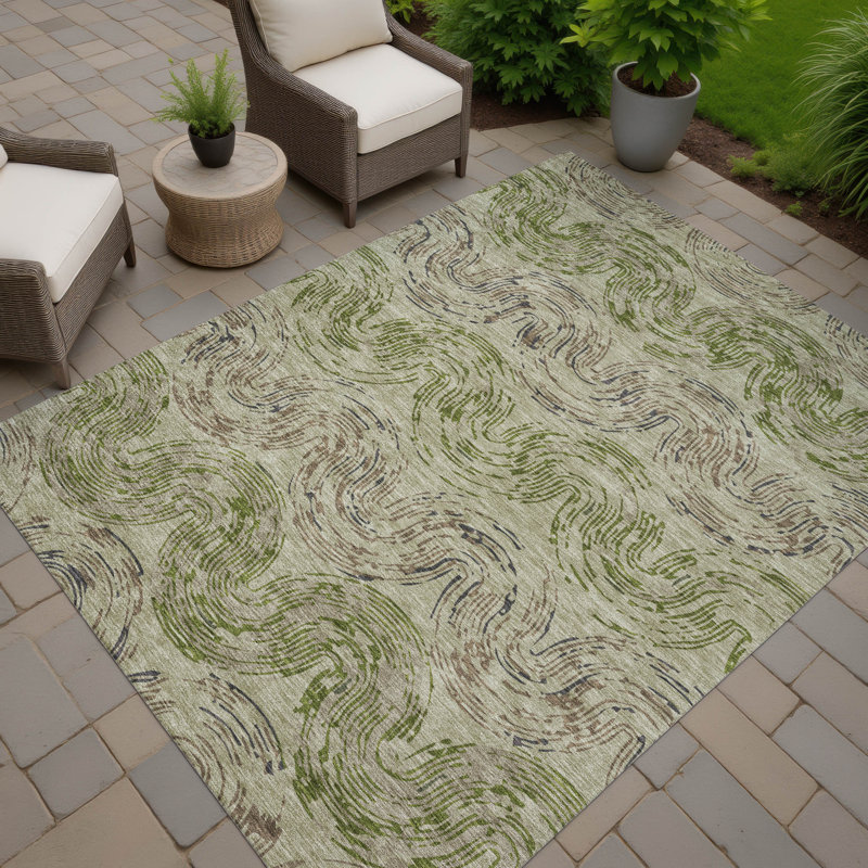 Machine Washable Indoor/Outdoor Chantille ACN2461 Spiral Rug, 8' x 10', Sage