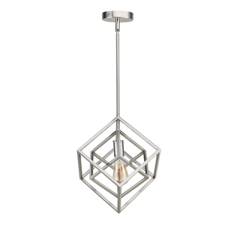 Luminaire suspendu géométrique 1 lumière Perronette, Nickel brossé