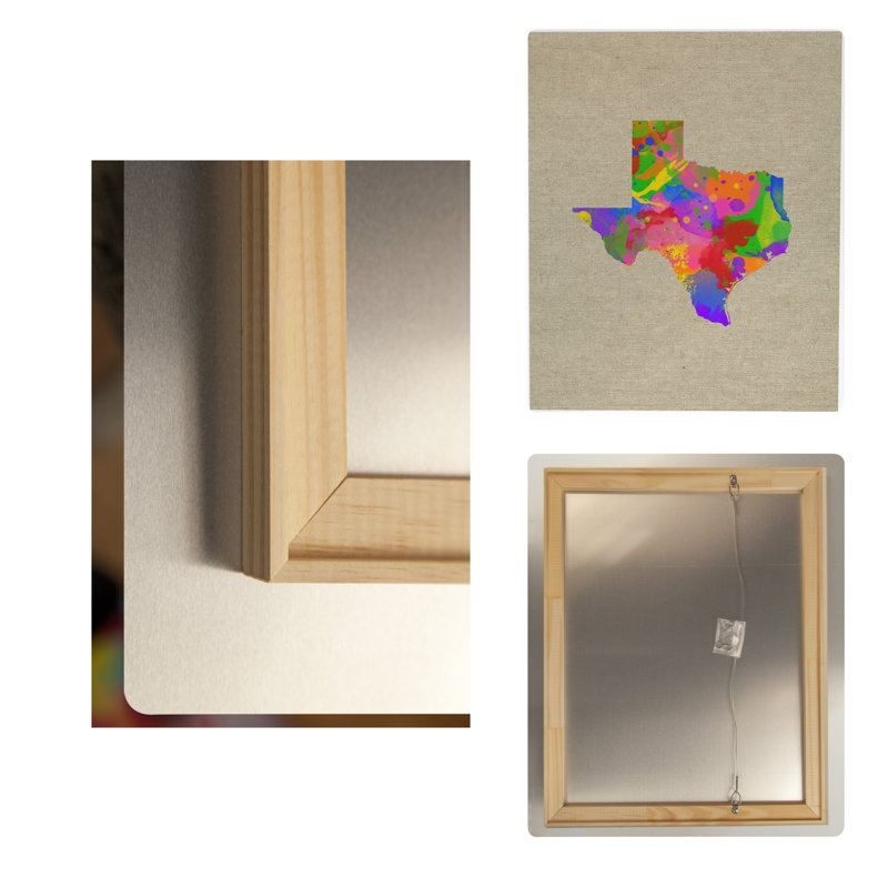 Carte du Texas Splash — Portrait en métal, H 18 po x l 12 po