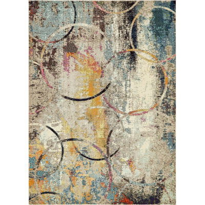 Dews Washable Abstract Indoor Rug