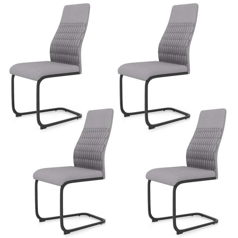 Upholstered Metal Side Chair in Grey