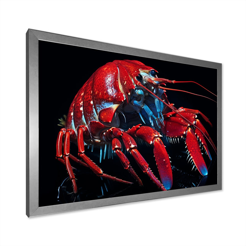 Mante moderne rouge crevette II, Cadre photo argenté, H 24 po x l 32 po x P 1 po