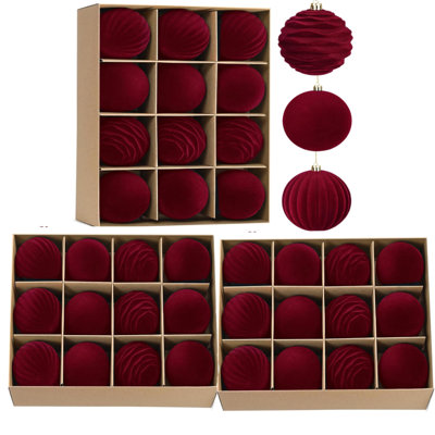 36 Pcs Velvet Christmas Ornaments Set, 3.15 Inch Green Velvet Ornaments for Christmas Tree Decorations Shatterproof Flocked Hanging Balls for Xmas Holiday Party Wedding Home Decor