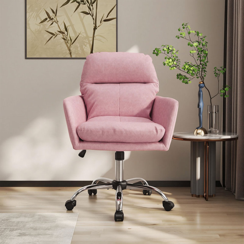Chaise de bureau rembourrée Modern, Rose