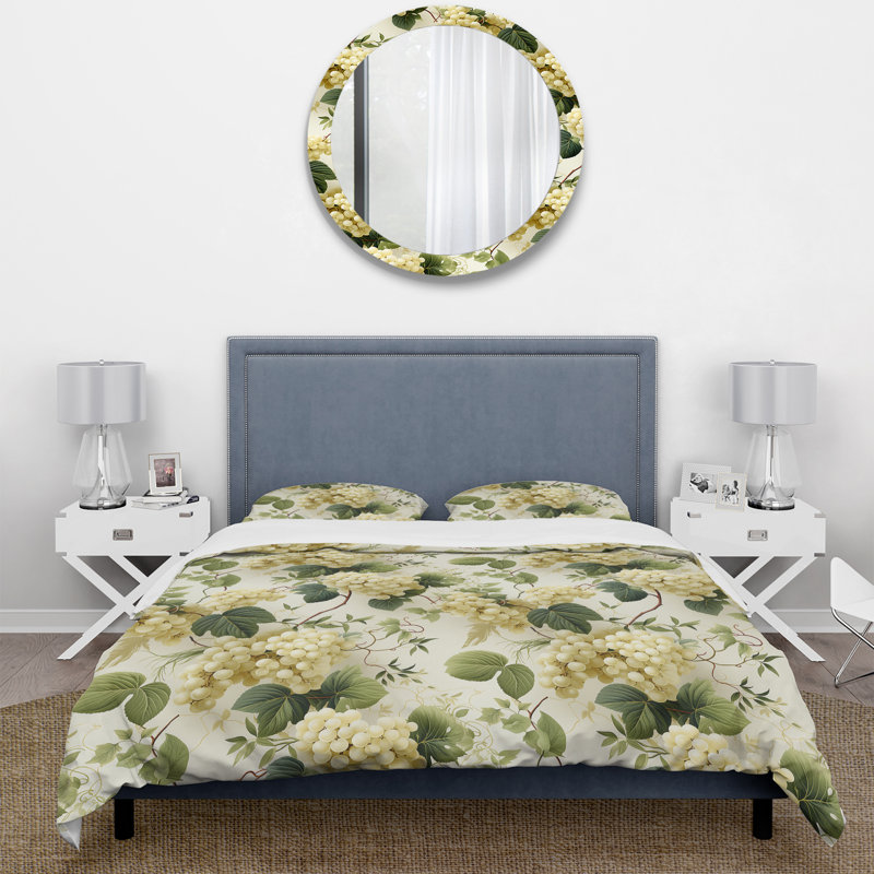 Literie Tranquil Vines I, Housse de couette pour grand lit et 2 taies décor