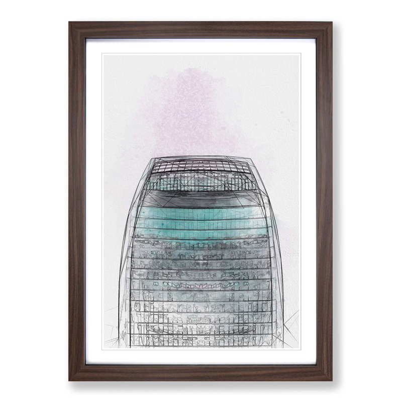 Sketching the Architecture Vol.49 - Picture Frame Drawing Print, Walnut Framed, 36cm H x 27cm W x 2cm D