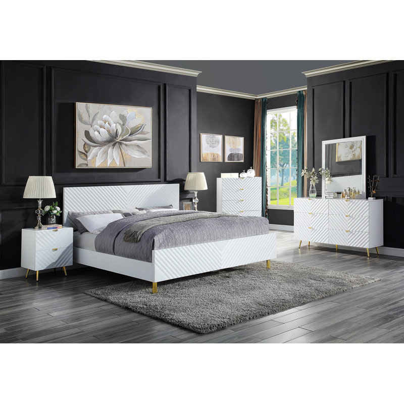 Gaines 2-Drawer Nightstand in High Gloss, White